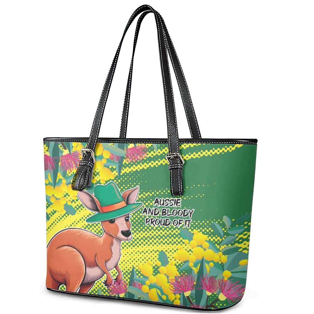 Aussie and Bloody Proud of It Leather Tote Bag Happy Australia Day