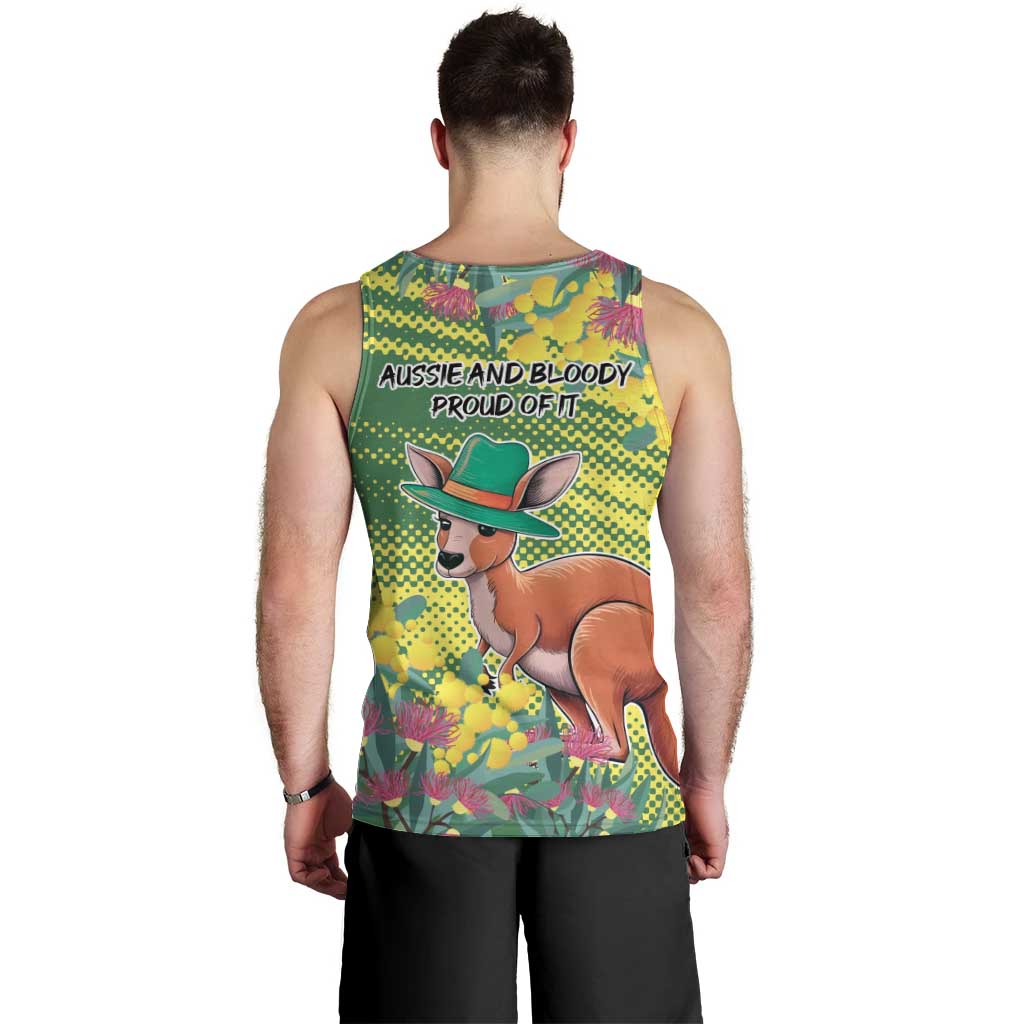 Aussie and Bloody Proud of It Men Tank Top Happy Australia Day - Vibe Hoodie Shop