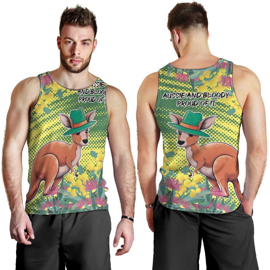 Aussie and Bloody Proud of It Men Tank Top Happy Australia Day - Vibe Hoodie Shop