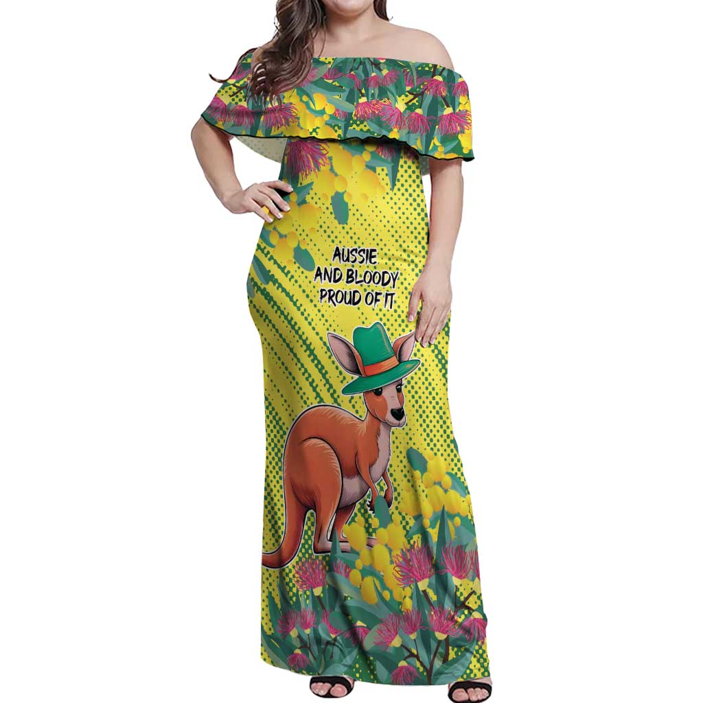 Aussie and Bloody Proud of It Off Shoulder Maxi Dress Happy Australia Day