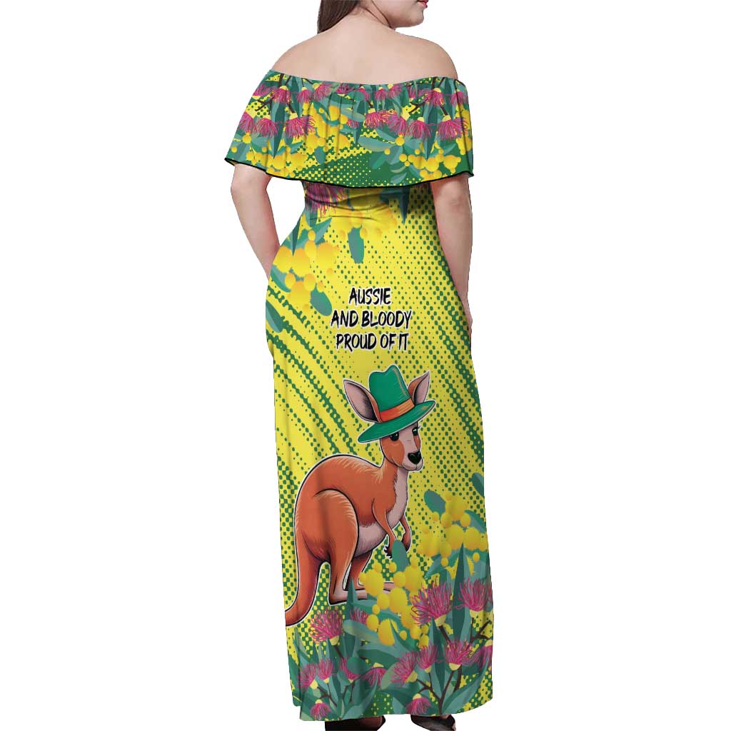 Aussie and Bloody Proud of It Off Shoulder Maxi Dress Happy Australia Day