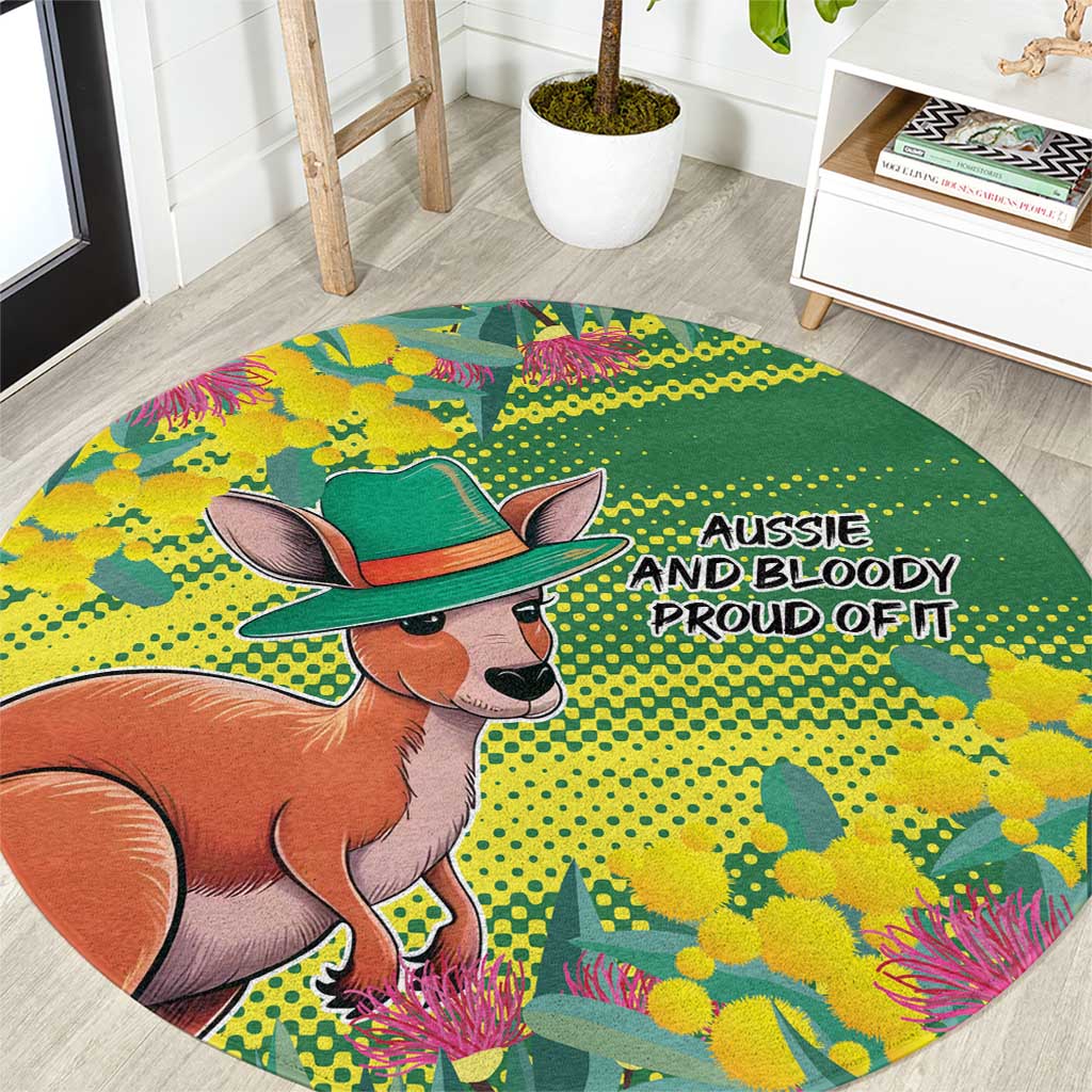 Aussie and Bloody Proud of It Round Carpet Happy Australia Day