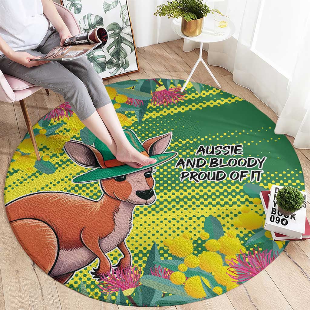 Aussie and Bloody Proud of It Round Carpet Happy Australia Day