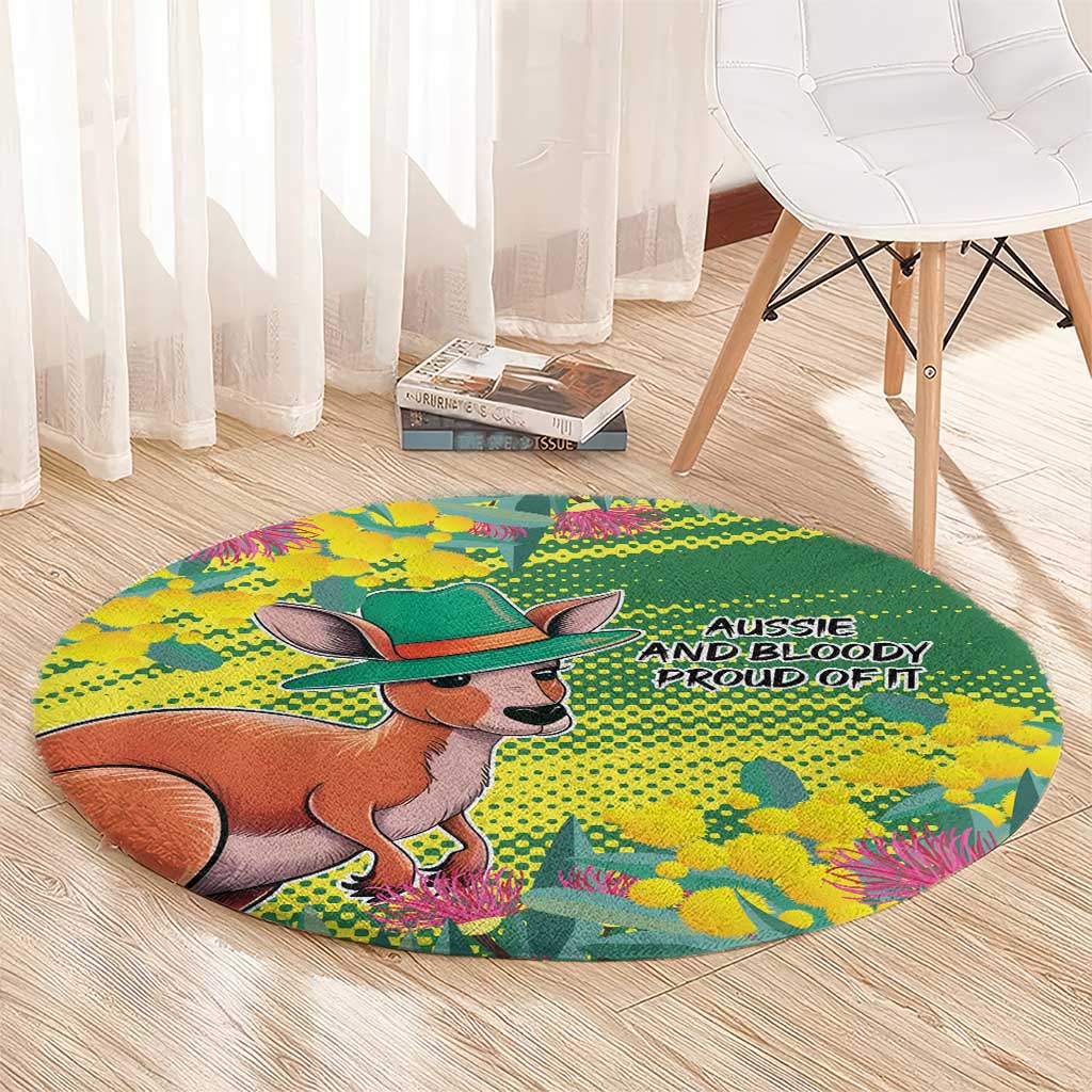 Aussie and Bloody Proud of It Round Carpet Happy Australia Day