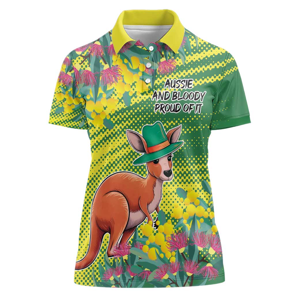 Aussie and Bloody Proud of It Women Polo Shirt Happy Australia Day - Vibe Hoodie Shop