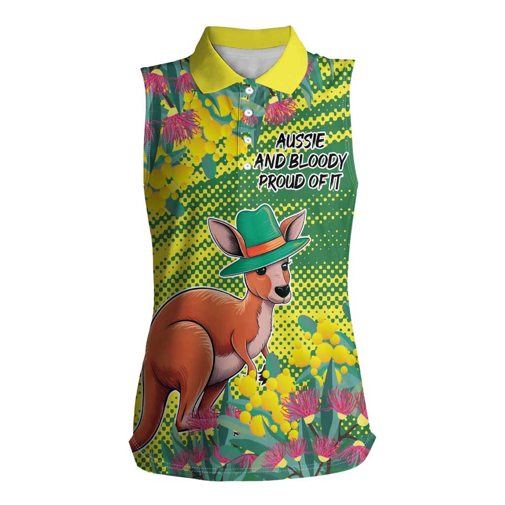 Aussie and Bloody Proud of It Women Sleeveless Polo Shirt Happy Australia Day