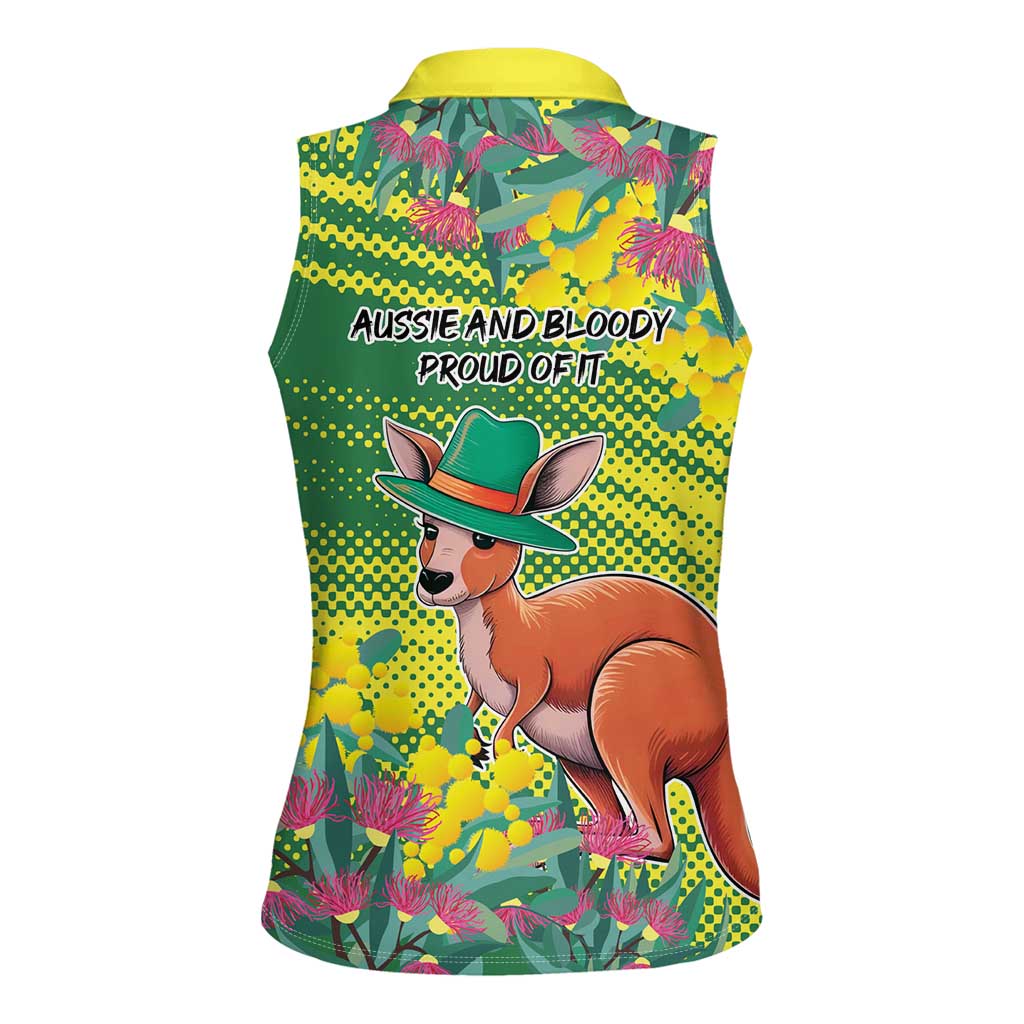 Aussie and Bloody Proud of It Women Sleeveless Polo Shirt Happy Australia Day