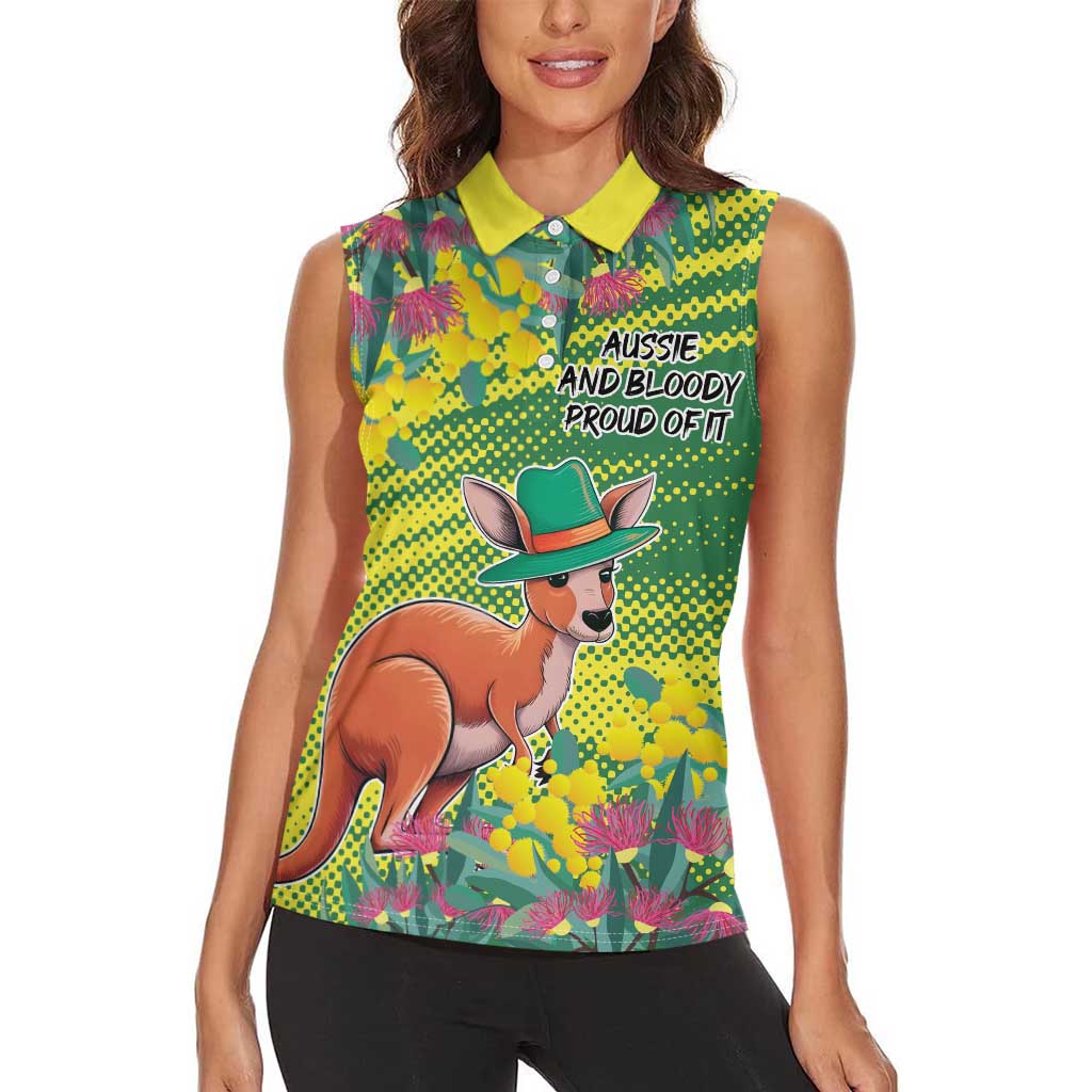 Aussie and Bloody Proud of It Women Sleeveless Polo Shirt Happy Australia Day