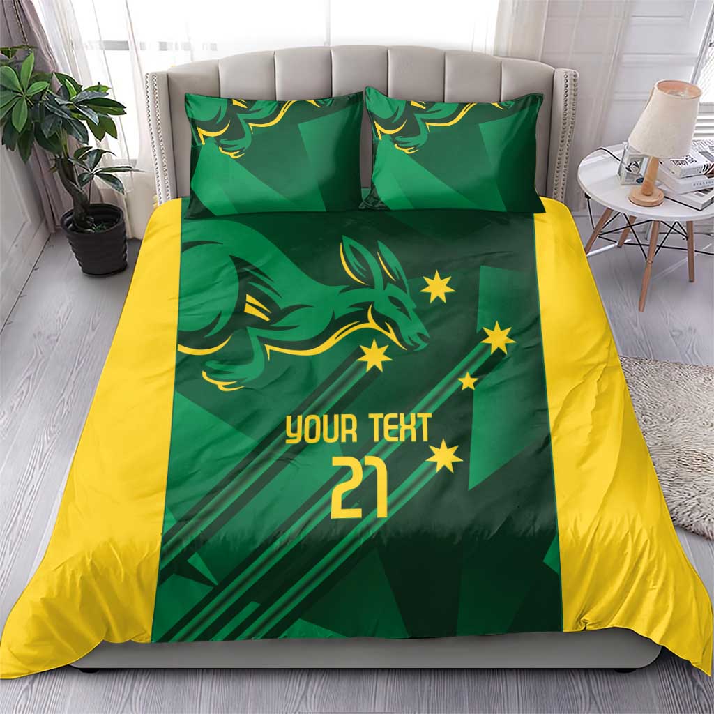 Australia Kangaroo Custom Bedding Set Aussie National Color Sporty Pattern - Vibe Hoodie Shop