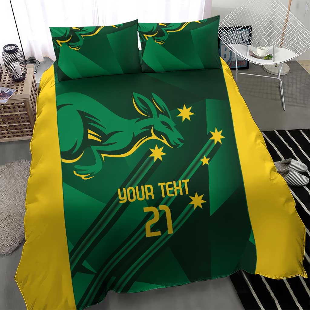 Australia Kangaroo Custom Bedding Set Aussie National Color Sporty Pattern - Vibe Hoodie Shop