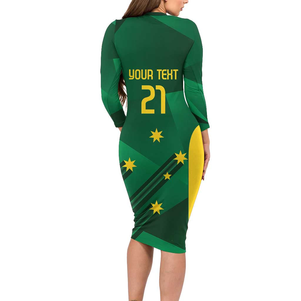 Australia Kangaroo Custom Family Matching Long Sleeve Bodycon Dress and Hawaiian Shirt Aussie National Color Sporty Pattern