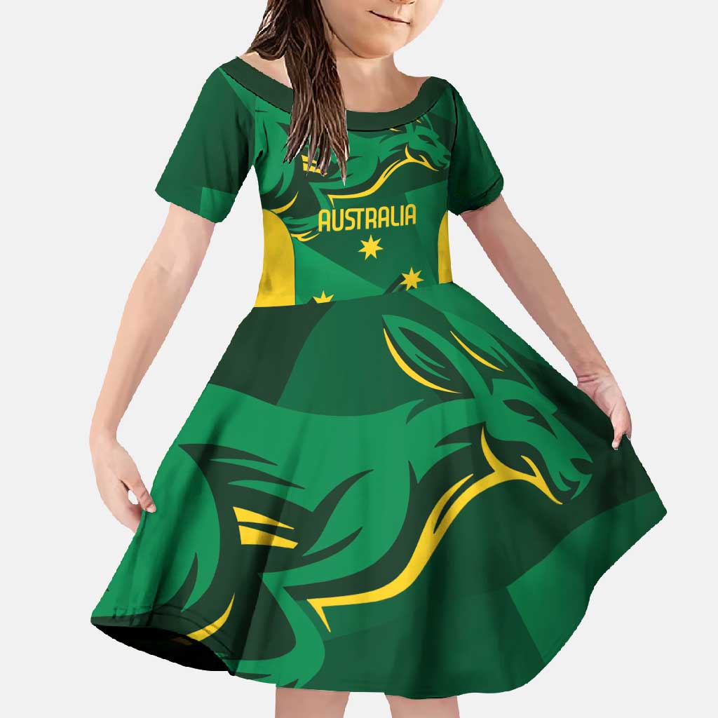 Australia Kangaroo Custom Family Matching Mermaid Dress and Hawaiian Shirt Aussie National Color Sporty Pattern