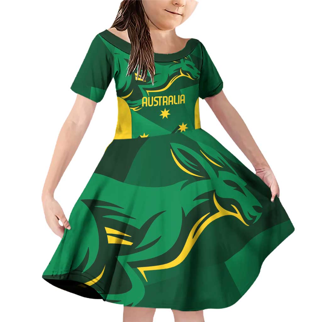 Australia Kangaroo Custom Family Matching Off Shoulder Short Dress and Hawaiian Shirt Aussie National Color Sporty Pattern