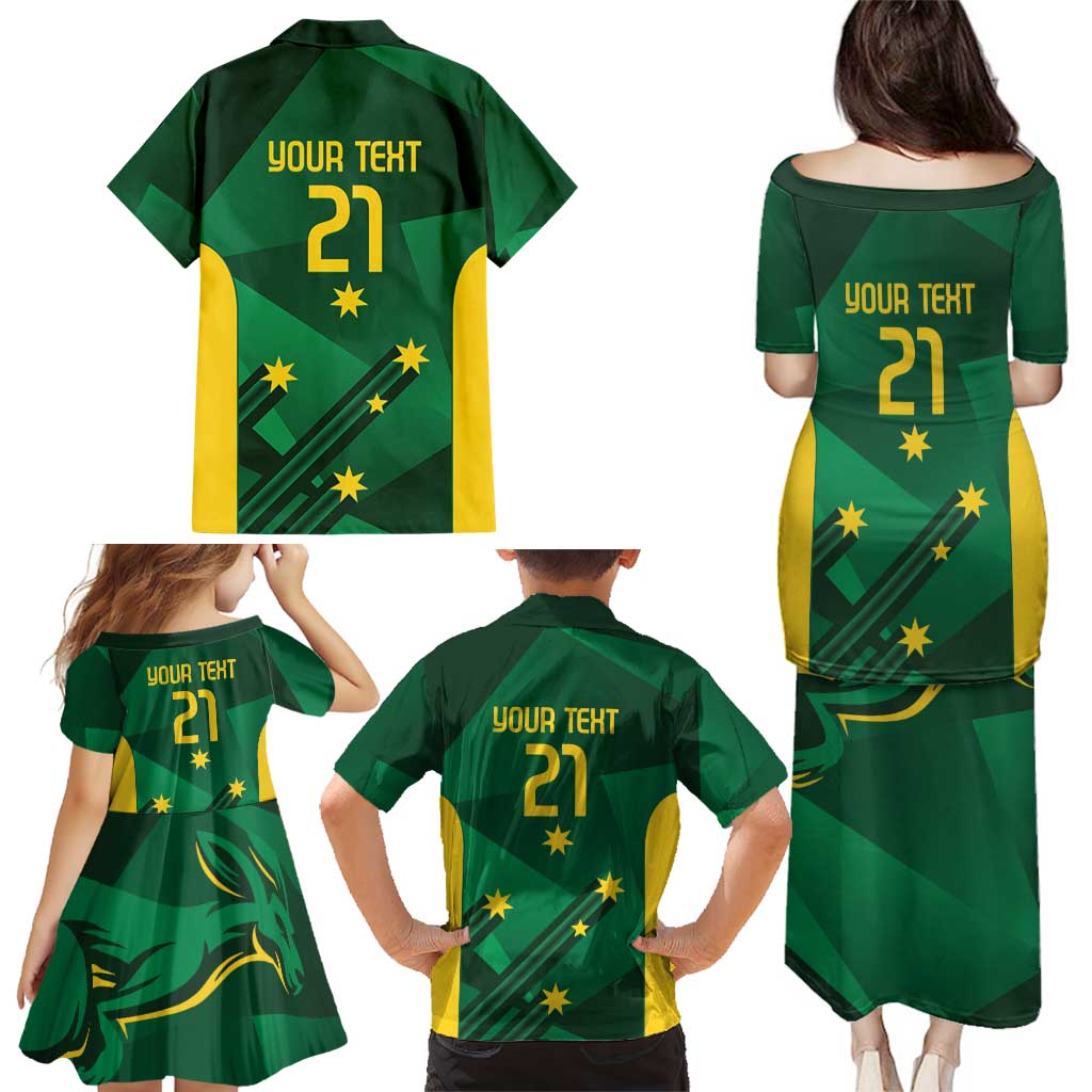 Australia Kangaroo Custom Family Matching Puletasi and Hawaiian Shirt Aussie National Color Sporty Pattern