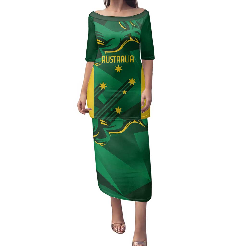 Australia Kangaroo Custom Family Matching Puletasi and Hawaiian Shirt Aussie National Color Sporty Pattern