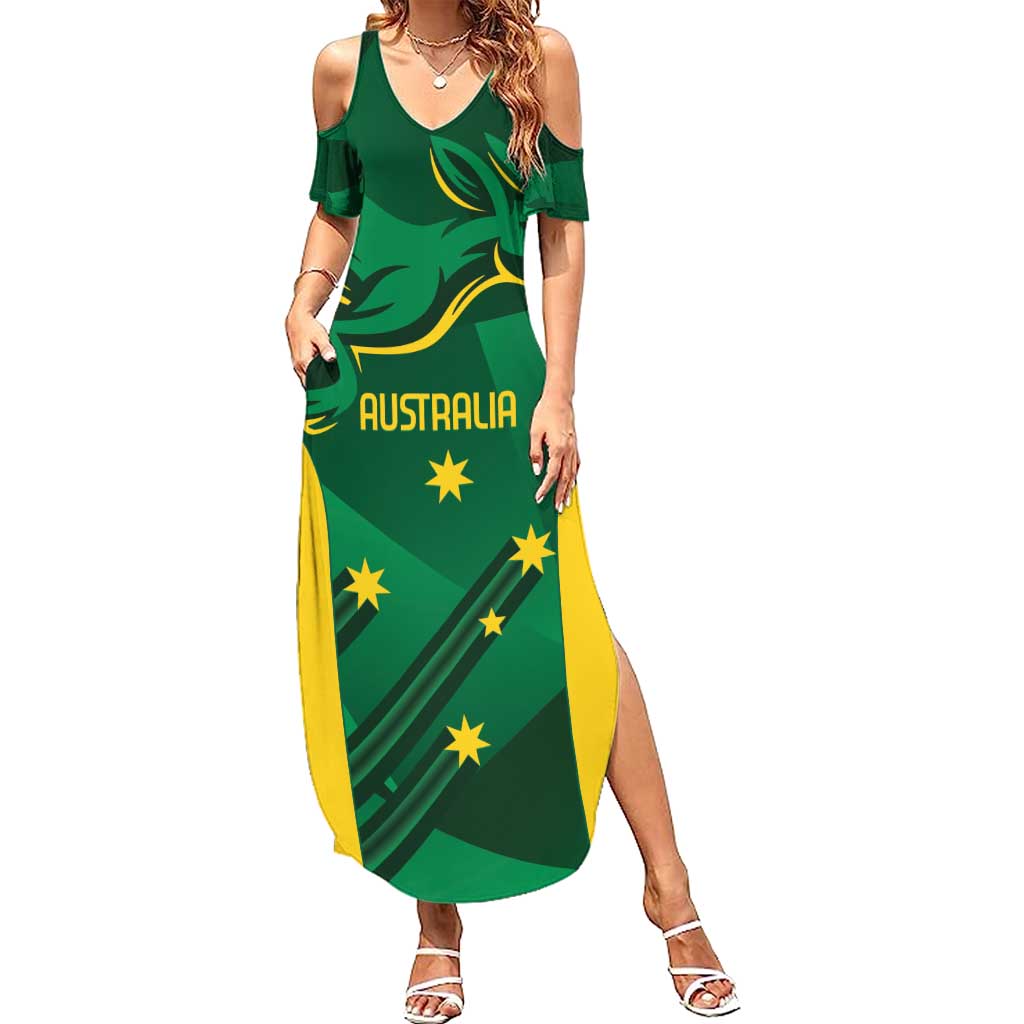 Australia Kangaroo Custom Family Matching Summer Maxi Dress and Hawaiian Shirt Aussie National Color Sporty Pattern