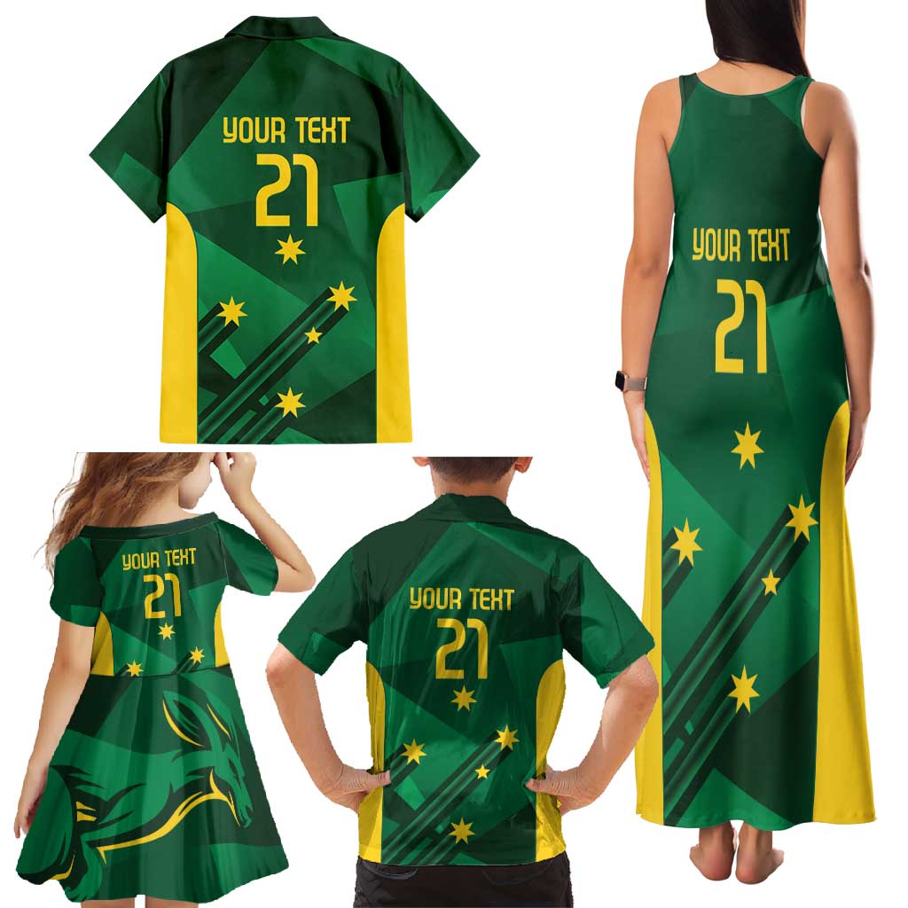 Australia Kangaroo Custom Family Matching Tank Maxi Dress and Hawaiian Shirt Aussie National Color Sporty Pattern