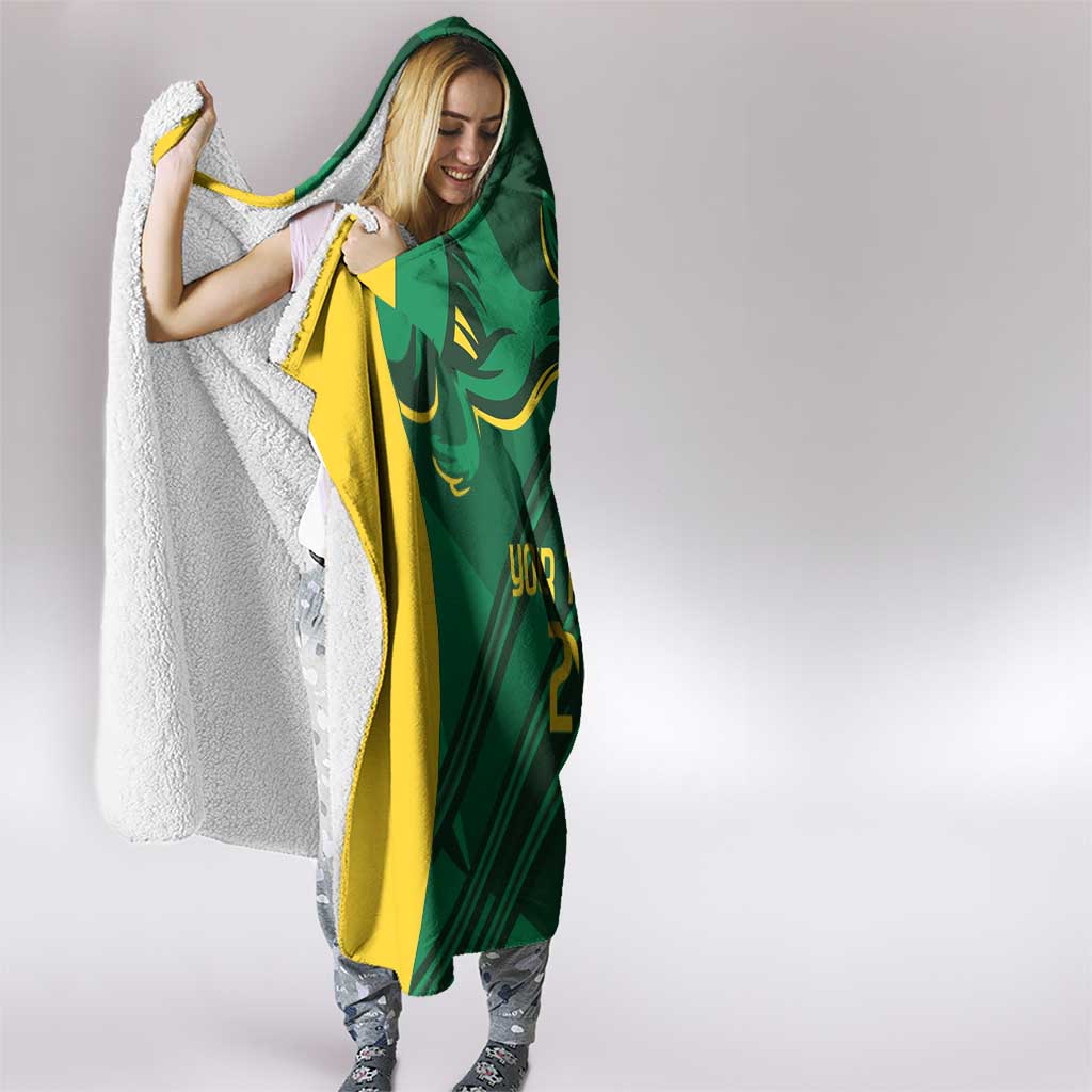 Australia Kangaroo Custom Hooded Blanket Aussie National Color Sporty Pattern