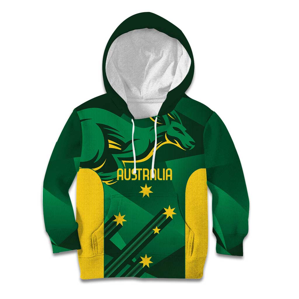 Australia Kangaroo Custom Kid Hoodie Aussie National Color Sporty Pattern - Vibe Hoodie Shop