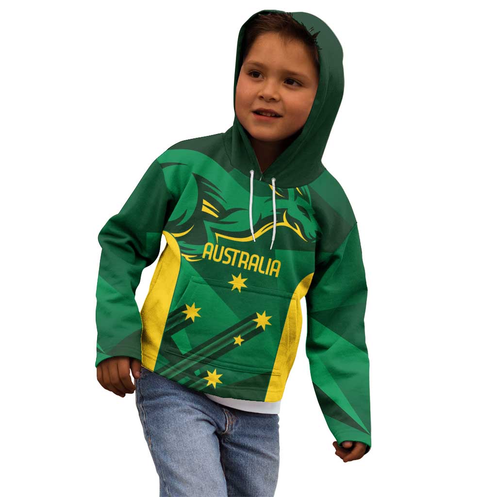 Australia Kangaroo Custom Kid Hoodie Aussie National Color Sporty Pattern - Vibe Hoodie Shop