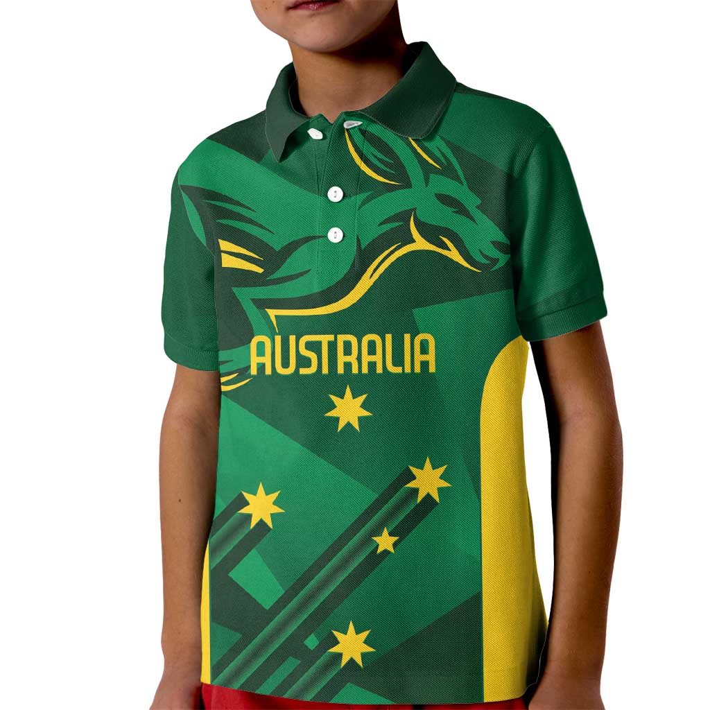 Australia Kangaroo Custom Kid Polo Shirt Aussie National Color Sporty Pattern - Vibe Hoodie Shop