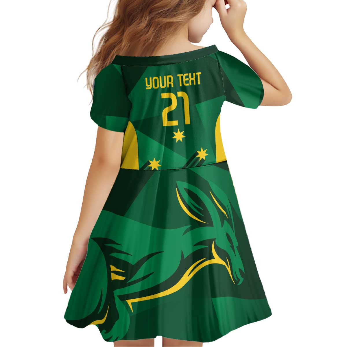 Australia Kangaroo Custom Kid Short Sleeve Dress Aussie National Color Sporty Pattern - Vibe Hoodie Shop