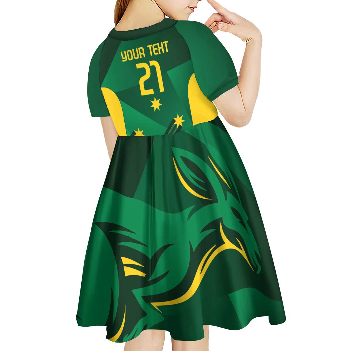 Australia Kangaroo Custom Kid Short Sleeve Dress Aussie National Color Sporty Pattern - Vibe Hoodie Shop