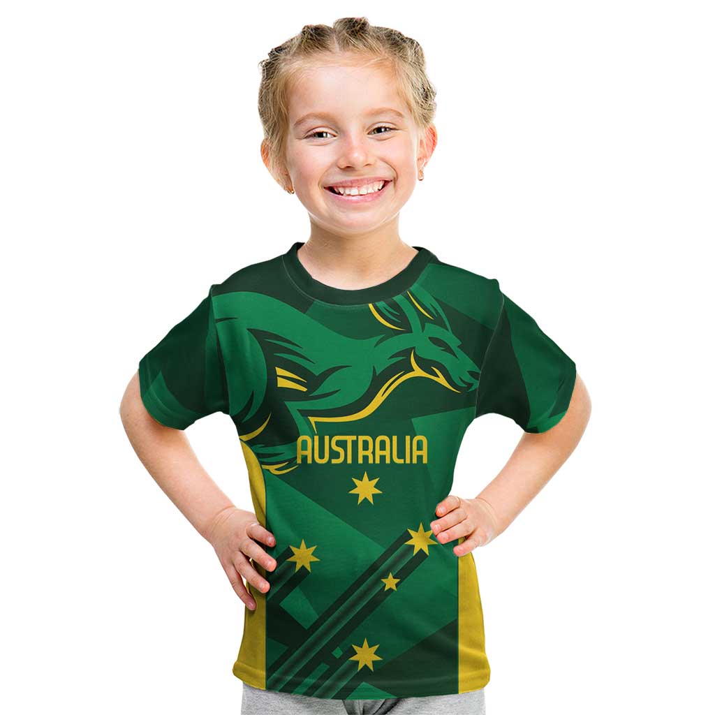 Australia Kangaroo Custom Kid T Shirt Aussie National Color Sporty Pattern - Vibe Hoodie Shop