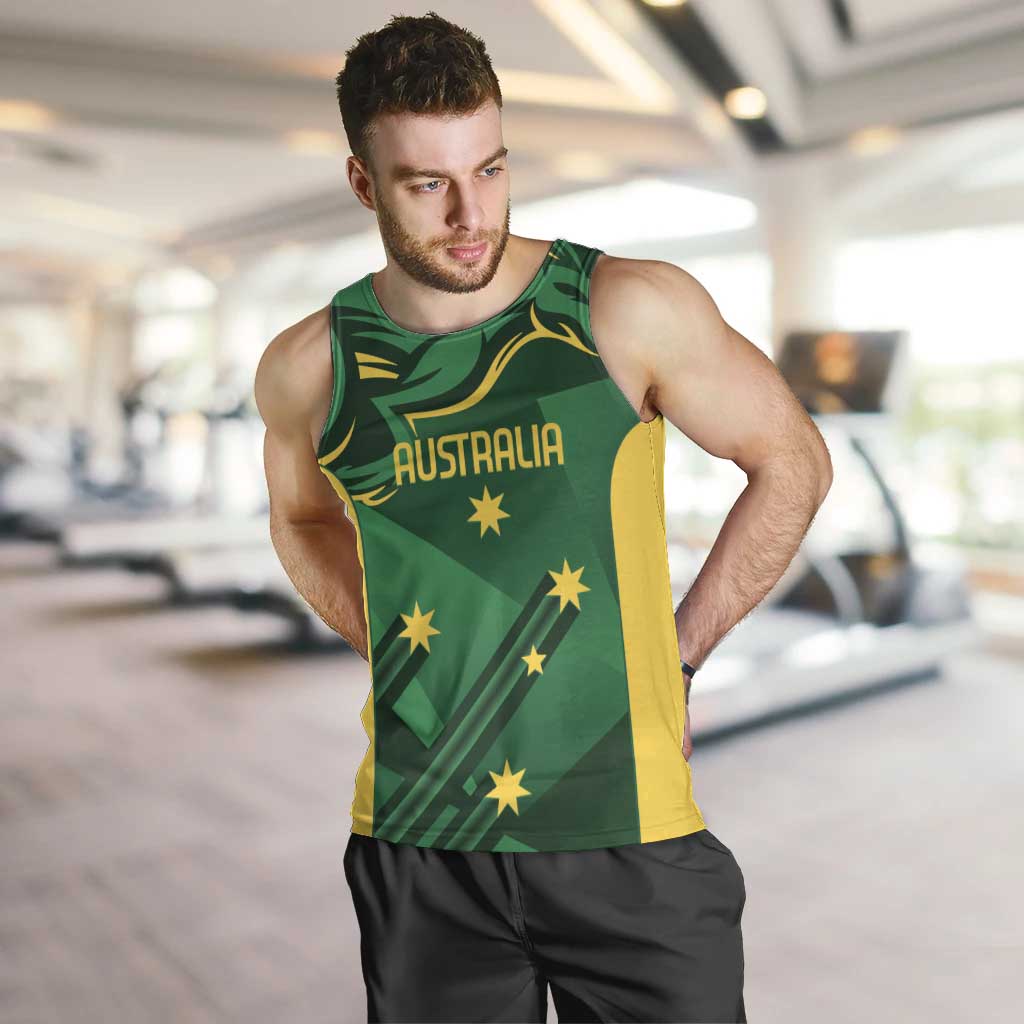 Australia Kangaroo Custom Men Tank Top Aussie National Color Sporty Pattern - Vibe Hoodie Shop