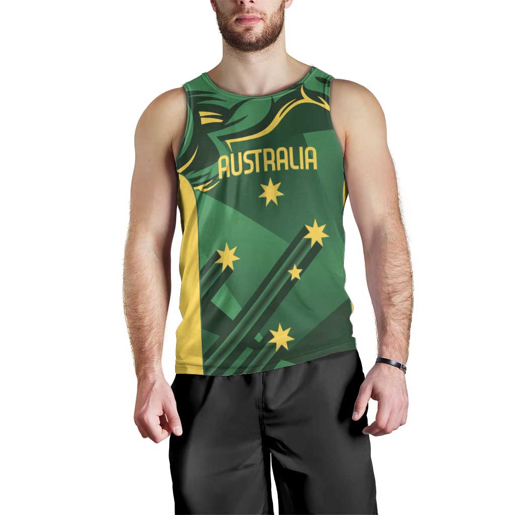 Australia Kangaroo Custom Men Tank Top Aussie National Color Sporty Pattern - Vibe Hoodie Shop