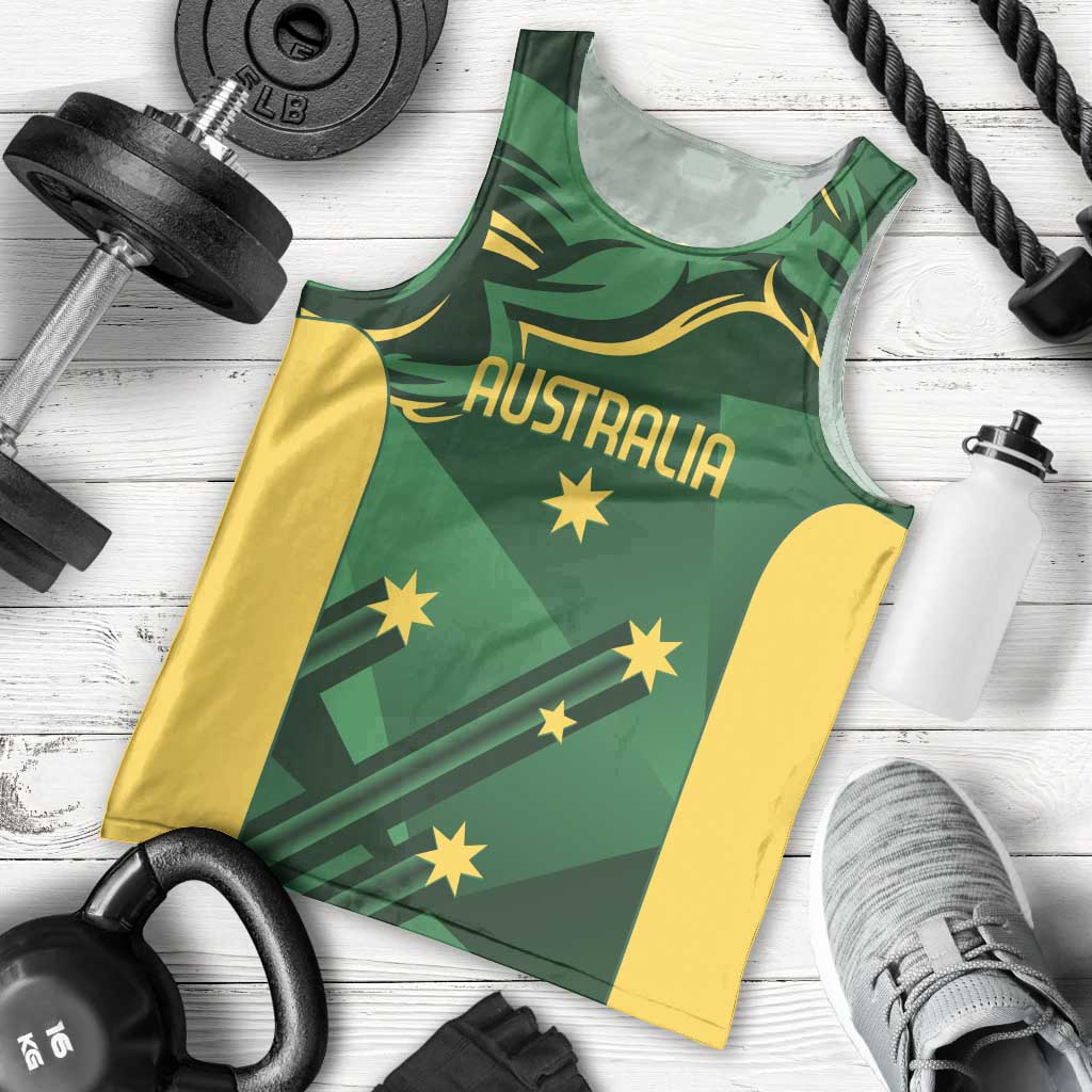 Australia Kangaroo Custom Men Tank Top Aussie National Color Sporty Pattern - Vibe Hoodie Shop