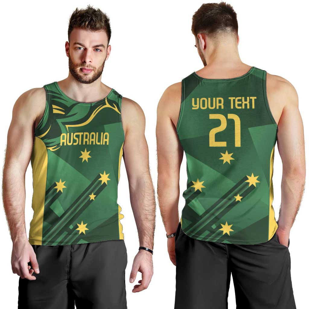 Australia Kangaroo Custom Men Tank Top Aussie National Color Sporty Pattern - Vibe Hoodie Shop