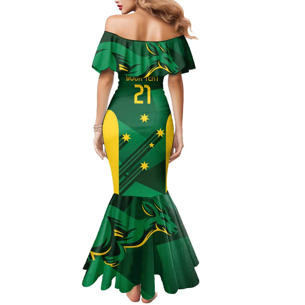 Australia Kangaroo Custom Mermaid Dress Aussie National Color Sporty Pattern