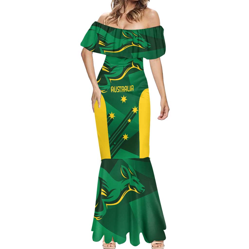 Australia Kangaroo Custom Mermaid Dress Aussie National Color Sporty Pattern