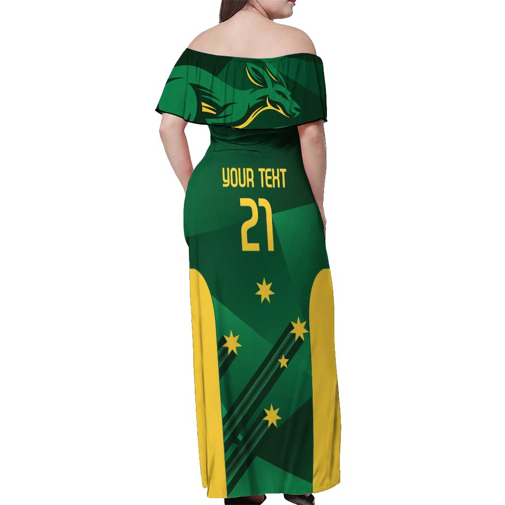 Australia Kangaroo Custom Off Shoulder Maxi Dress Aussie National Color Sporty Pattern