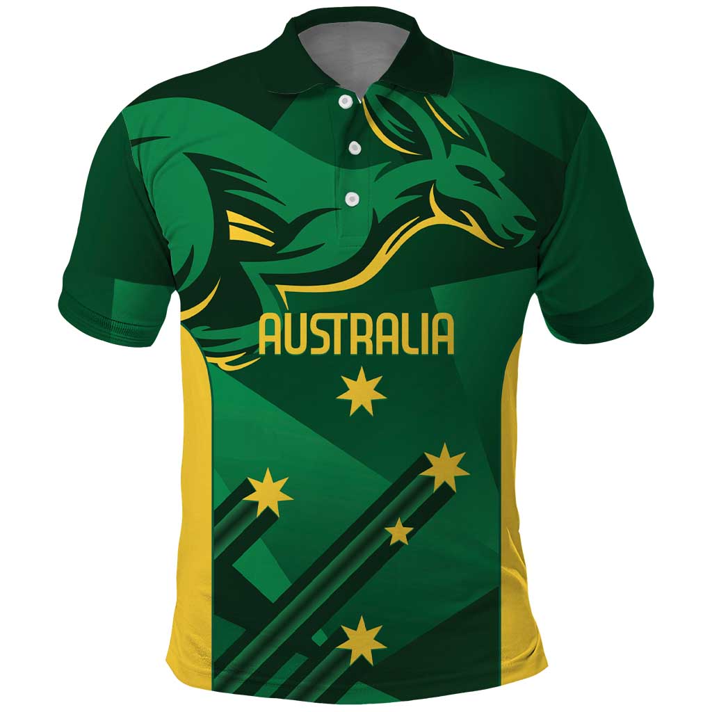 Australia Kangaroo Custom Polo Shirt Aussie National Color Sporty Pattern LT9 - Vibe Hoodie Shop