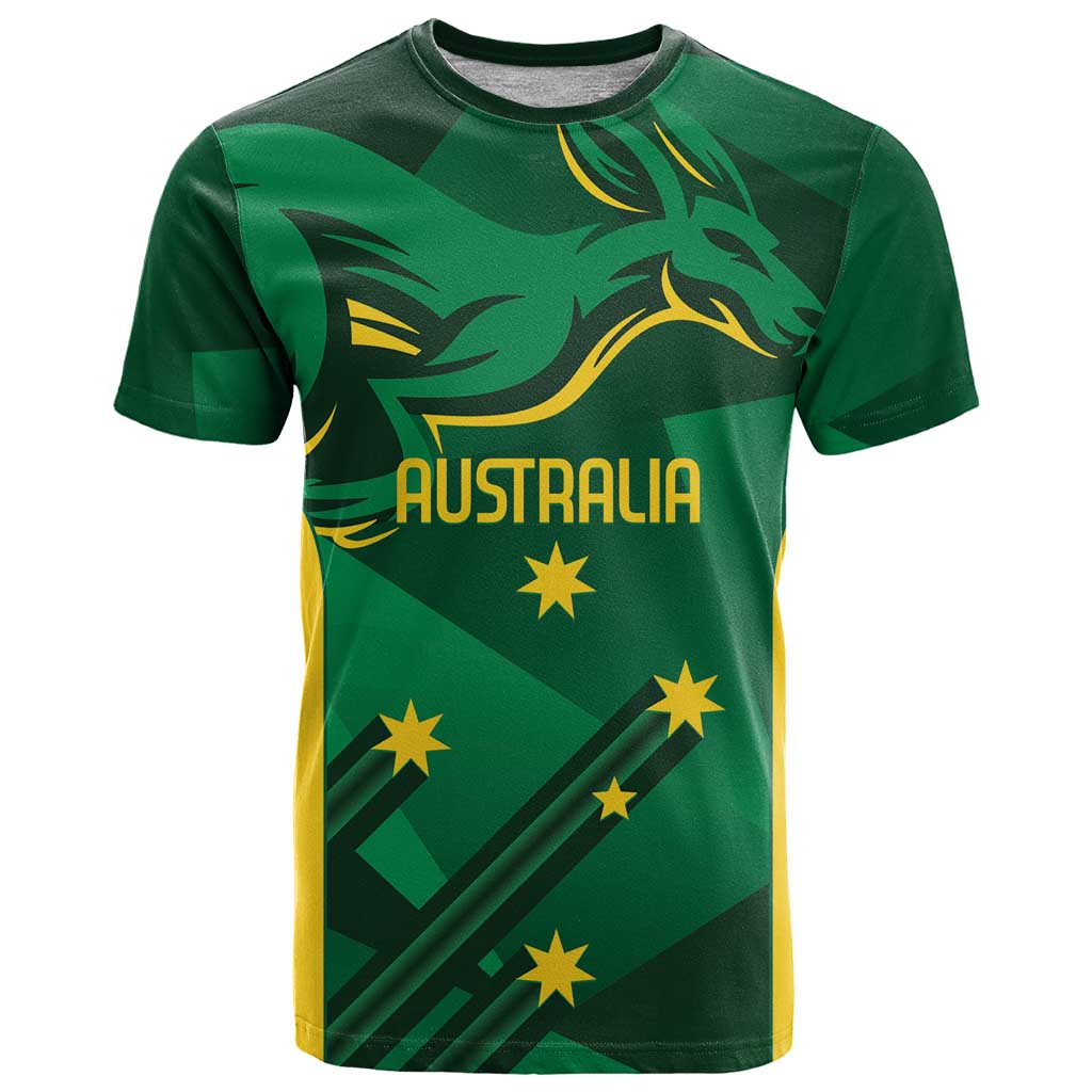 Australia Kangaroo Custom T Shirt Aussie National Color Sporty Pattern LT9 - Vibe Hoodie Shop