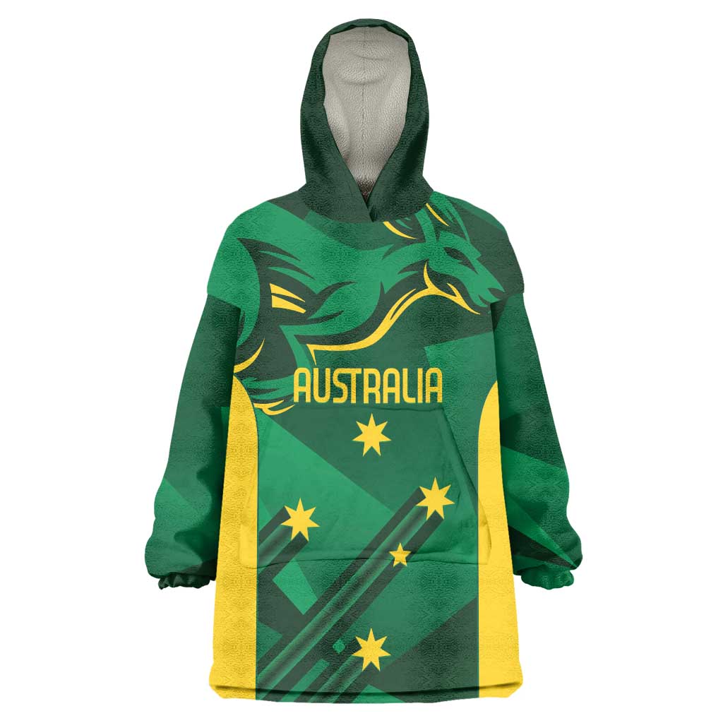 Australia Kangaroo Custom Wearable Blanket Hoodie Aussie National Color Sporty Pattern - Vibe Hoodie Shop