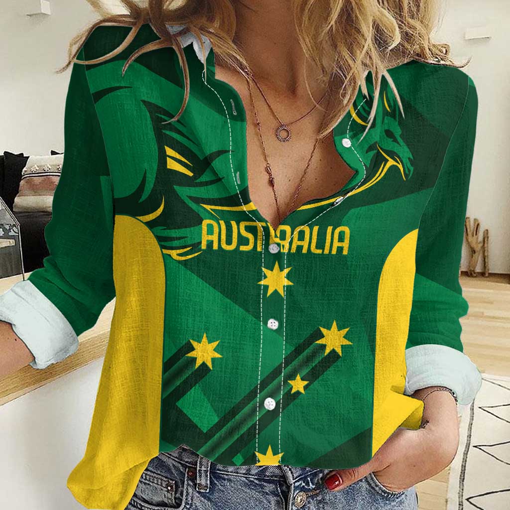 Australia Kangaroo Custom Women Casual Shirt Aussie National Color Sporty Pattern - Vibe Hoodie Shop