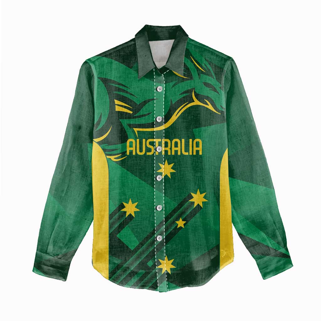 Australia Kangaroo Custom Women Casual Shirt Aussie National Color Sporty Pattern - Vibe Hoodie Shop