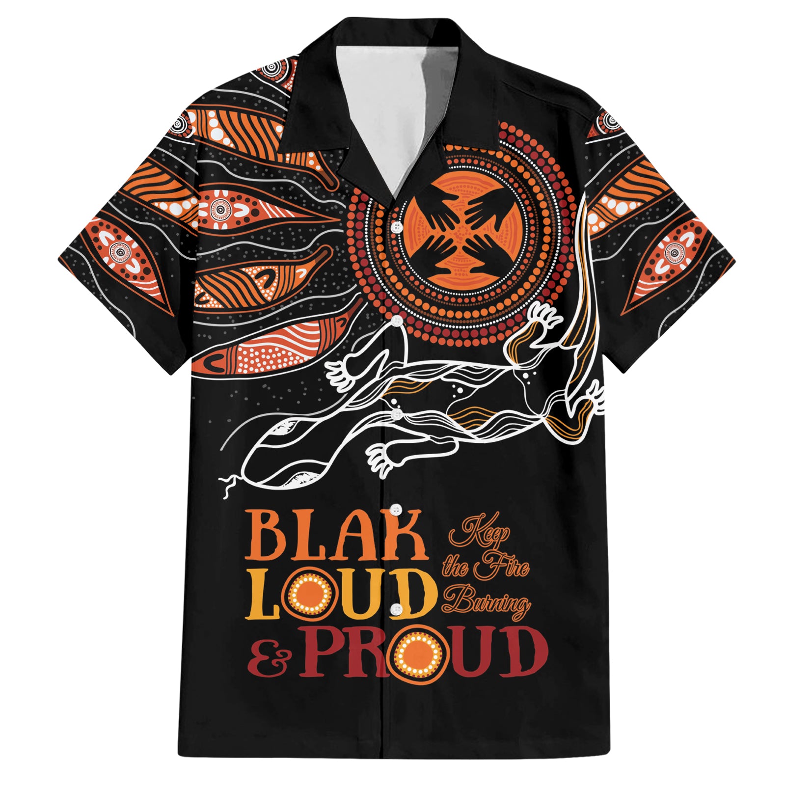 Australia NAIDOC 2024 Hawaiian Shirt Blak Loud and Proud Aboriginal Lizard Art - Vibe Hoodie Shop