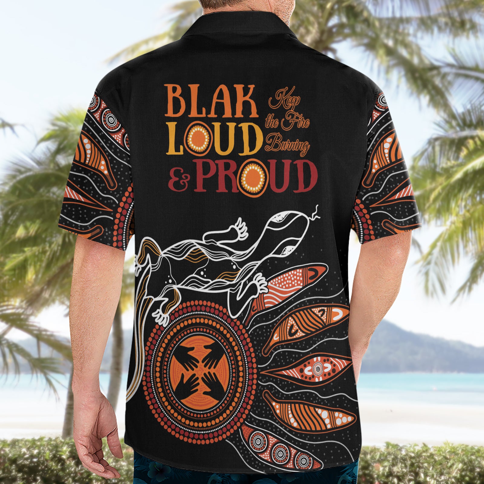 Australia NAIDOC 2024 Hawaiian Shirt Blak Loud and Proud Aboriginal Lizard Art - Vibe Hoodie Shop