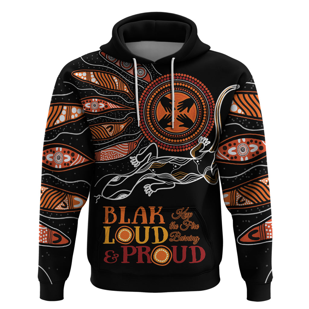 Australia NAIDOC 2024 Hoodie Blak Loud and Proud Aboriginal Lizard Art LT9 - Vibe Hoodie Shop