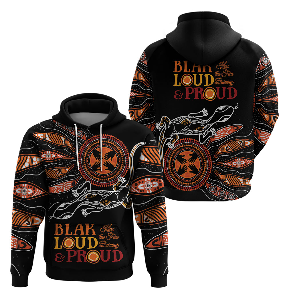 Australia NAIDOC 2024 Hoodie Blak Loud and Proud Aboriginal Lizard Art LT9 - Vibe Hoodie Shop