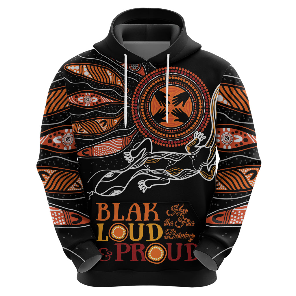 Australia NAIDOC 2024 Hoodie Blak Loud and Proud Aboriginal Lizard Art LT9 - Vibe Hoodie Shop