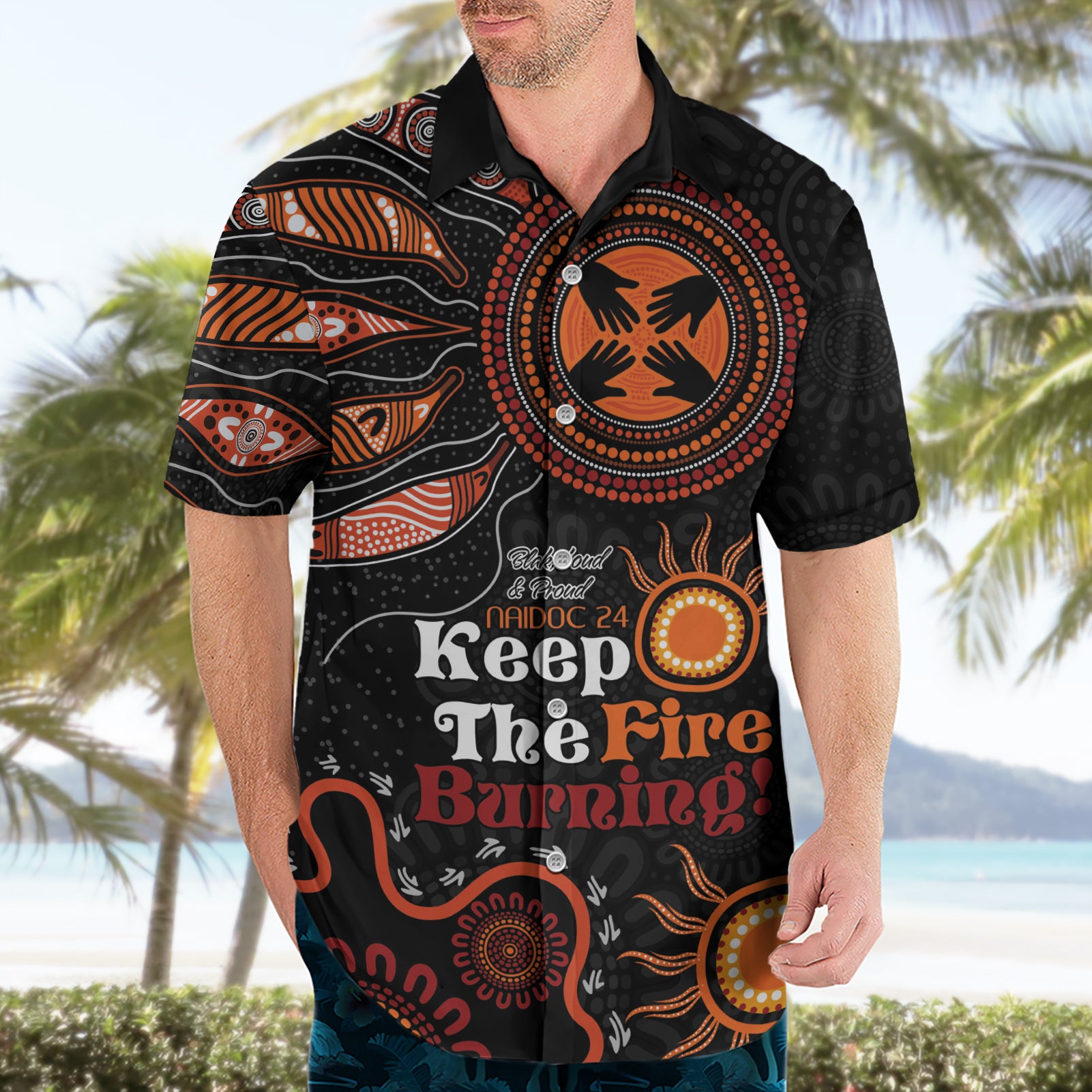 Australia NAIDOC 2024 Hawaiian Shirt Keep the Fire Burning Aboriginal Art - Vibe Hoodie Shop