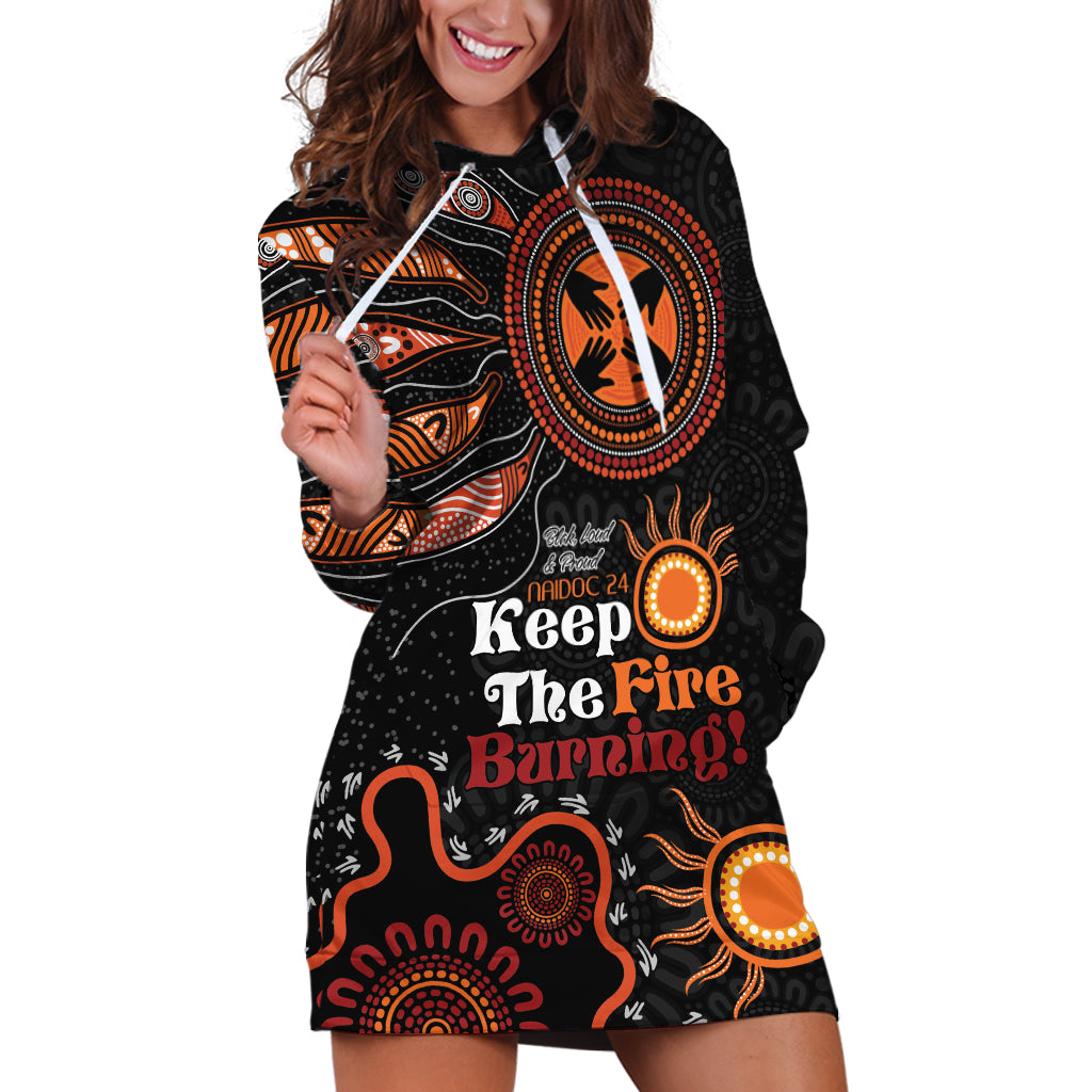 Australia NAIDOC 2024 Hoodie Dress Keep the Fire Burning Aboriginal Art - Vibe Hoodie Shop