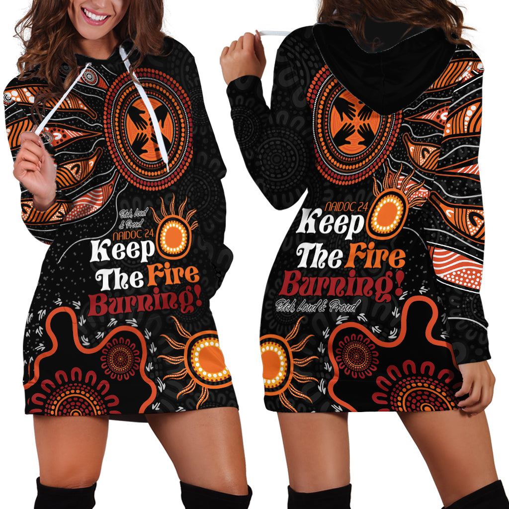 Australia NAIDOC 2024 Hoodie Dress Keep the Fire Burning Aboriginal Art - Vibe Hoodie Shop