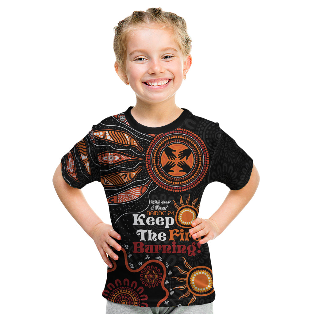 Australia NAIDOC 2024 Kid T Shirt Keep the Fire Burning Aboriginal Art - Vibe Hoodie Shop