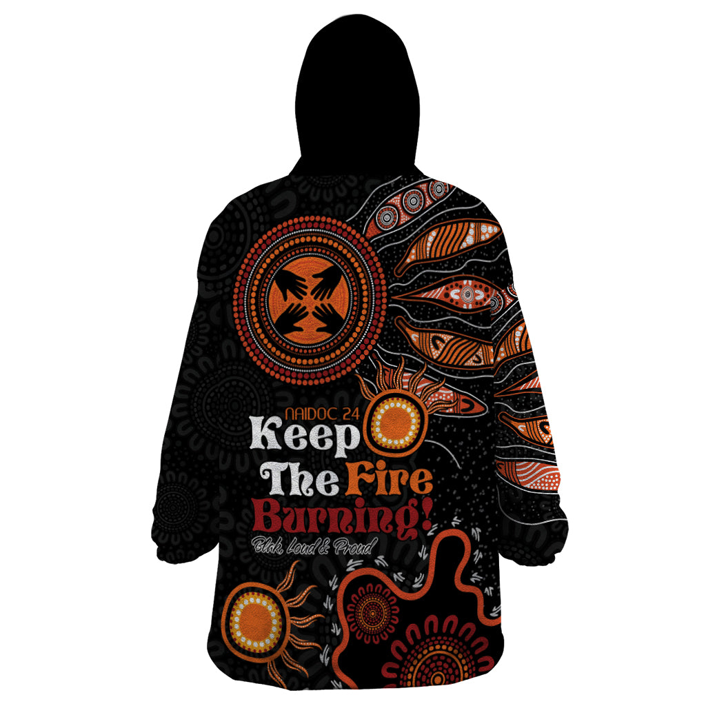 Australia NAIDOC 2024 Wearable Blanket Hoodie Keep the Fire Burning Aboriginal Art - Vibe Hoodie Shop